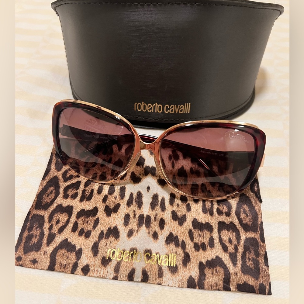 Roberto Cavalli tortoise and Gold Oversized Sunglasses